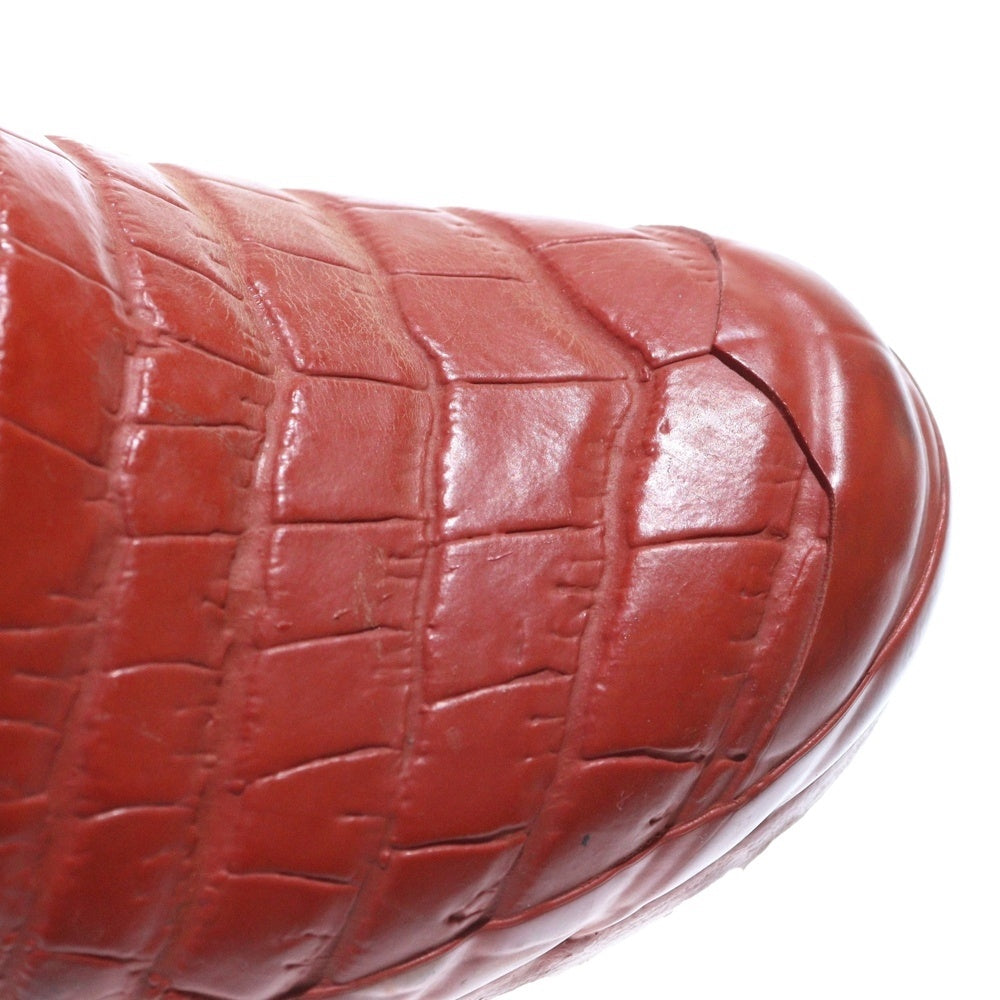 HUNTER(ハンター) ×Jimmy Choo 型押し ロング レインブーツ レッド レディース