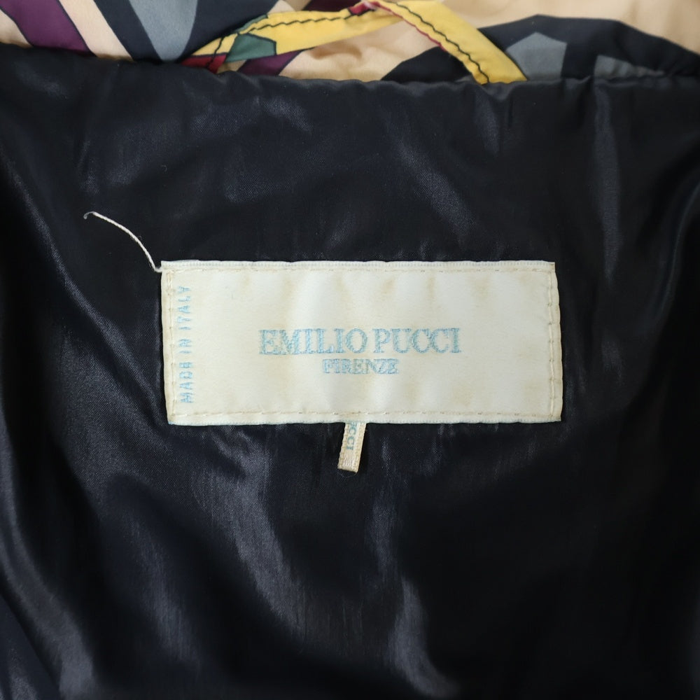 EMILIO PUCCI(エミリオプッチ) 総柄 ナイロン ファーフーデッド ダウンジャケット マルチ レディース 96YB03