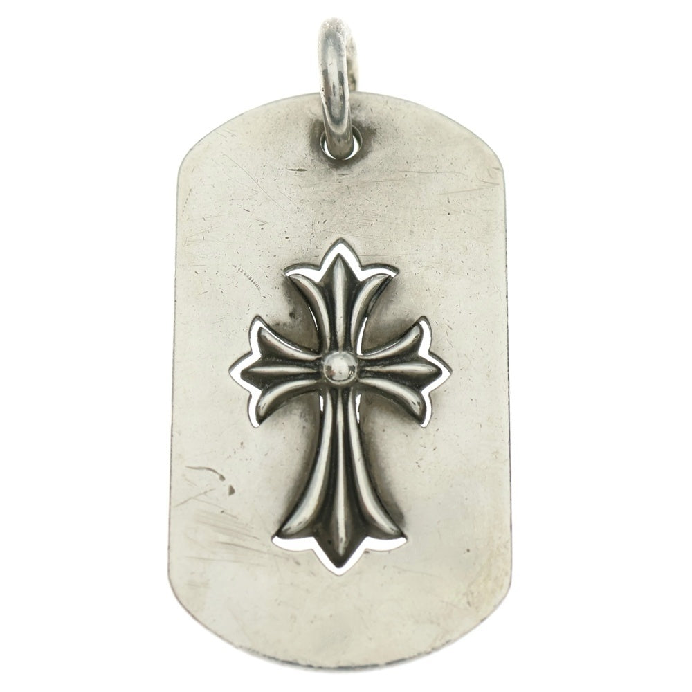 CHROME HEARTS(クロムハーツ) D TAG LRG TNY CRS カットアウトタイニーCHクロス ラージドッグタグ ネックレストップ シルバー