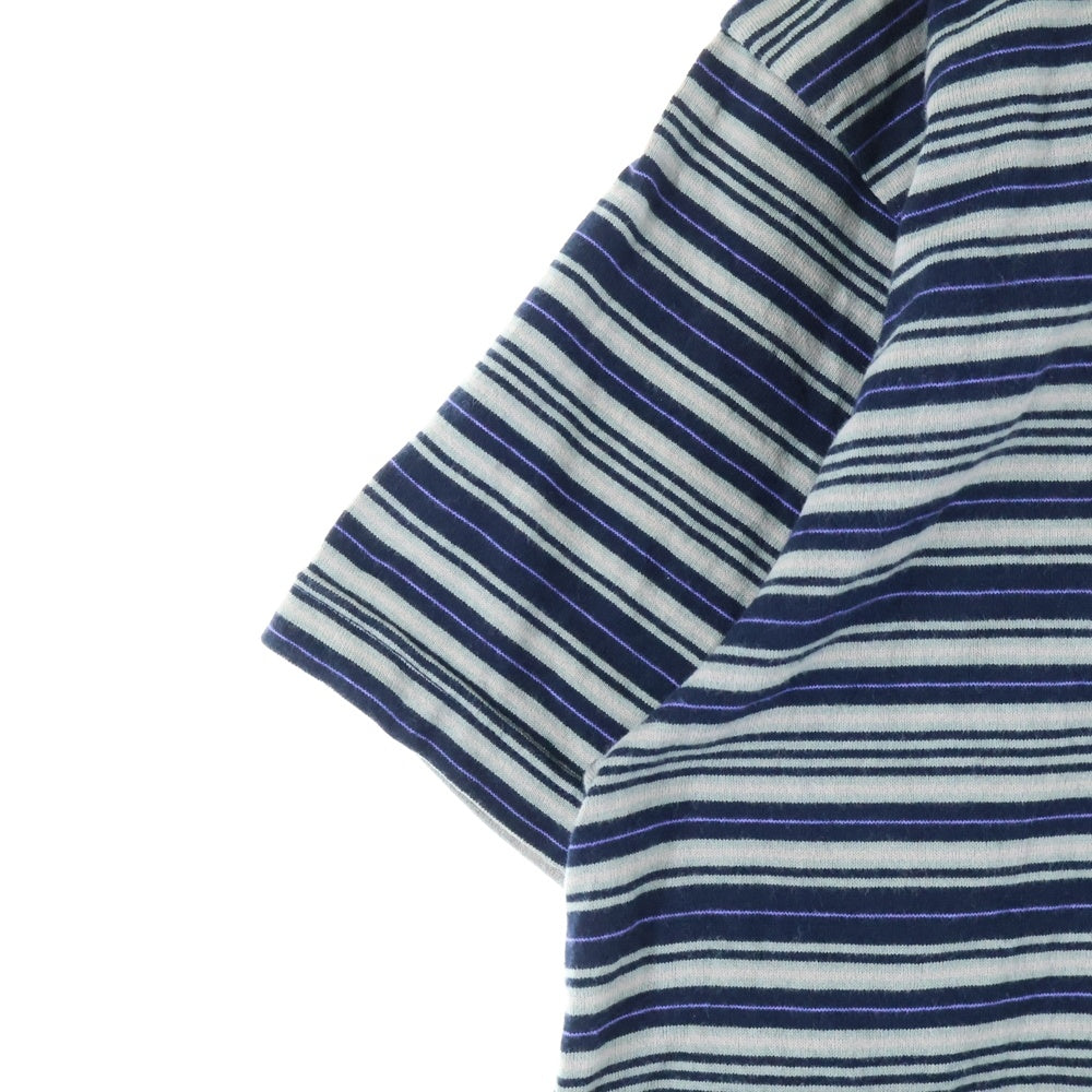 WTAPS(ダブルタップス) 25SS ロゴパッチ ボーダー クルーネック半袖Tシャツ カットソー ネイビー/グレー 251ATDT-CSM22