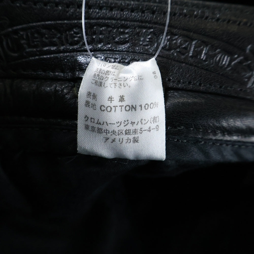 CHROME HEARTS(クロムハーツ) LTHR PANTS クロスボールボタン 5ポケット フレアニー ボタンフライ レザー ストレートパンツ ブラック