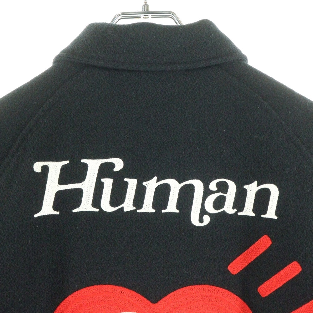 HUMAN MADE(ヒューマンメイド) ×Girls Don't Cry ガールズドントクライ フロント刺繍 ロゴパッチ バーシティジャケット スタジャン ブラック XX26JK010