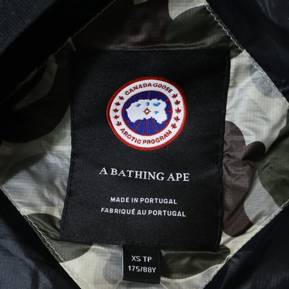 A BATHING APE(アベイシングエイプ) 23AW ×CANADA GOOSE ABC CAMO CROFTON PUFFER カナダグース 総柄 カモフラ フーデッド ダウンジャケット ブラウン/カーキ 2252MBE