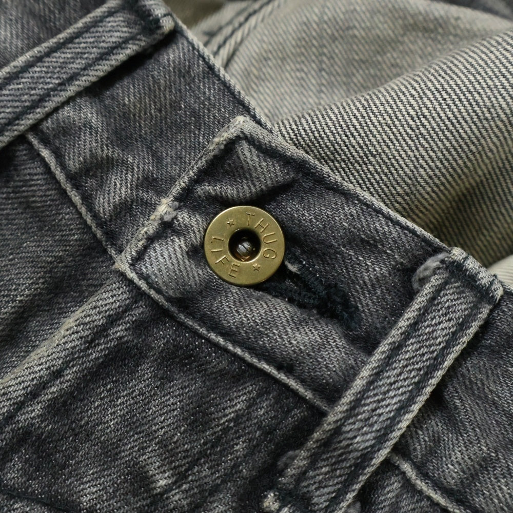 GANGSTERVILLE(ギャングスタービル) ウォッシュ加工ストレートデニムパンツ グレー