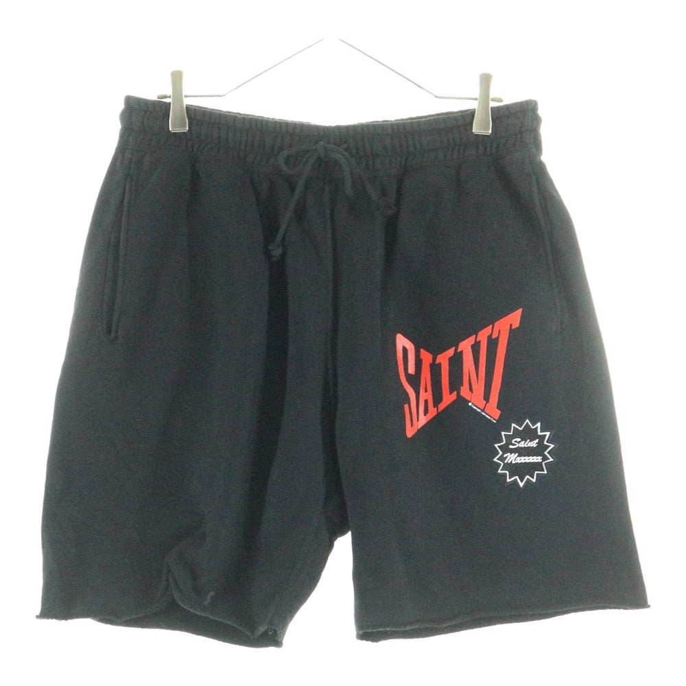 SAINT MICHAEL(セントマイケル) SWEAT SHORTS ロゴプリントスウェットハーフパンツ ブラック SM-YS8-0000-046