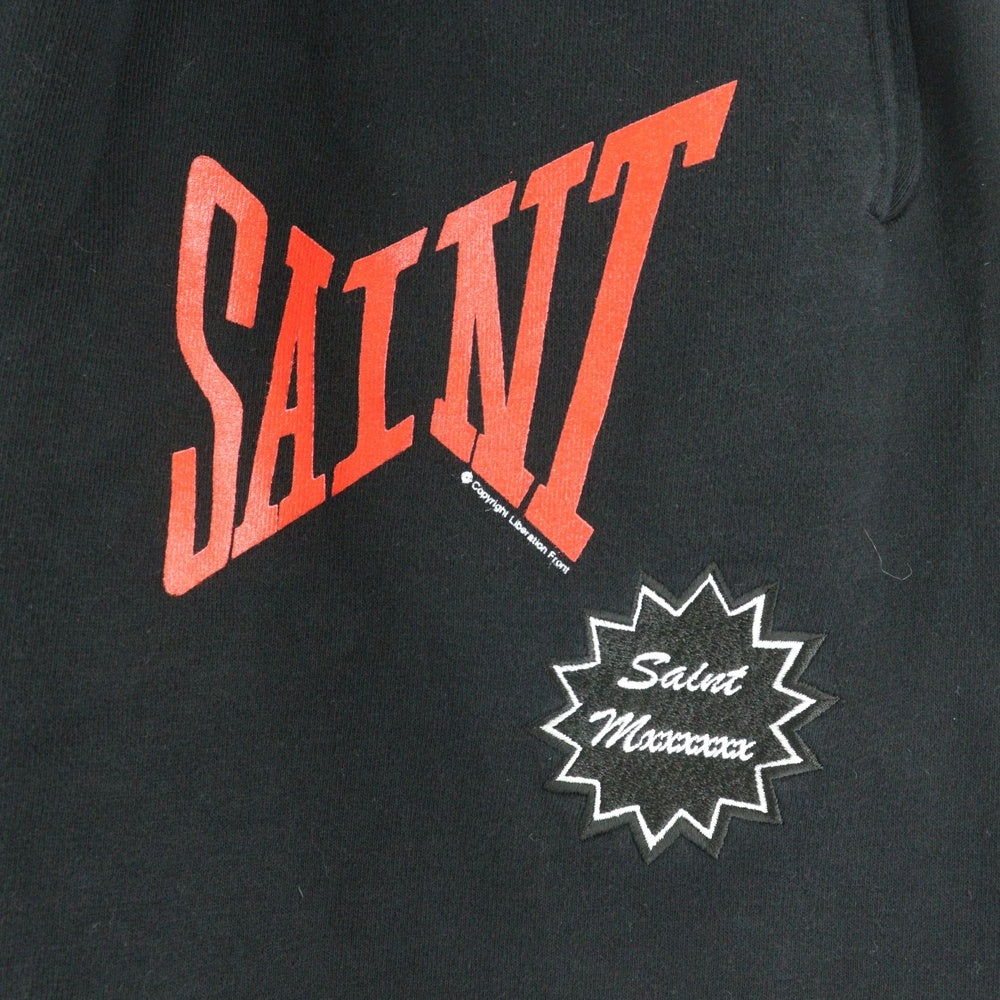 SAINT MICHAEL(セントマイケル) SWEAT SHORTS ロゴプリントスウェットハーフパンツ ブラック SM-YS8-0000-046