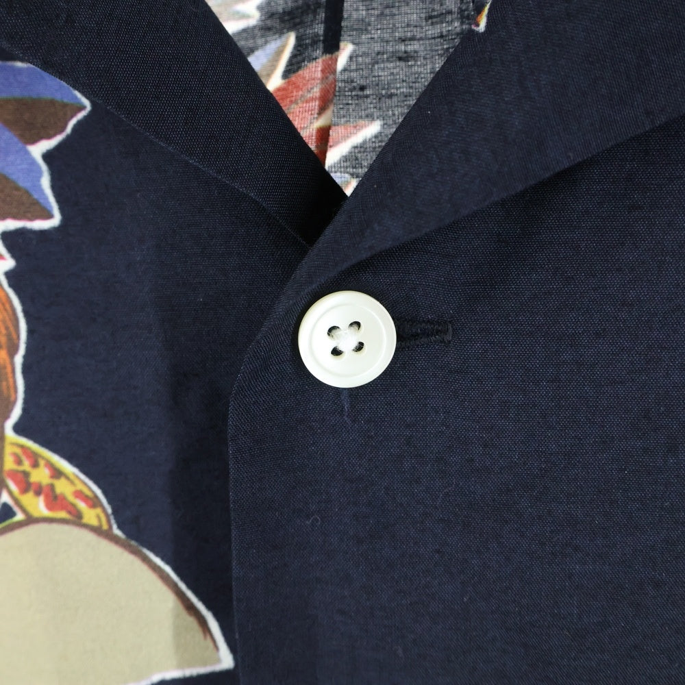 GANGSTERVILLE(ギャングスタービル) オープンカラー 長袖レーヨンシャツ ネイビー