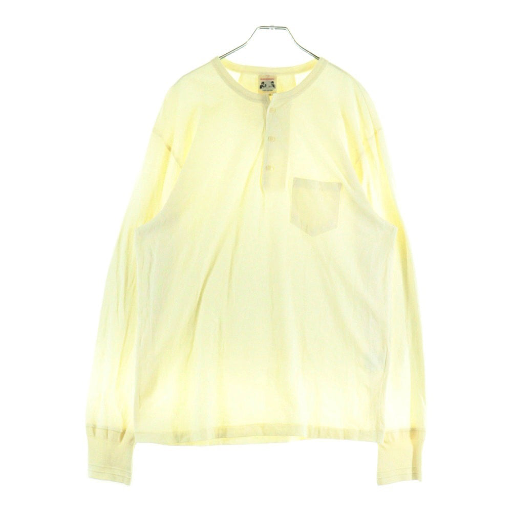 GLAD HAND(グラッドハンド) ヘンリーネック長袖Tシャツ カットソー ホワイト