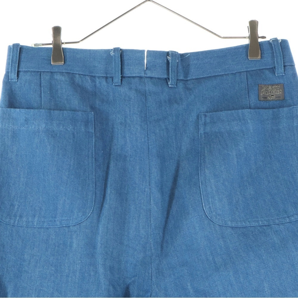 BY GLADHAND(バイグラッドハンド) コットンリネン タック デニムパンツ ブルー