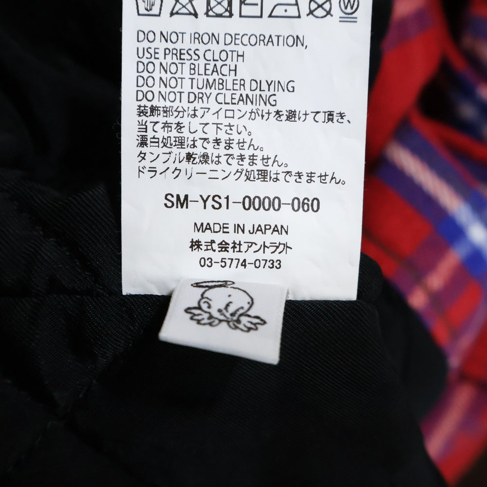 SAINT MICHAEL(セントマイケル) 24AW SHIRT JK FRANNEL QLT フランネル チェック キルティング フーデッド シャツ ジャケット レッド SM-YS1-0000-060