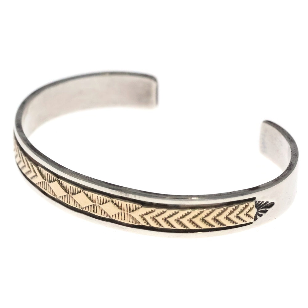 Bruce Morgan(ブルースモーガン) 14K ナバホ族 バングル スタンプワーク ブレスレット インディアンジュエリー シルバー