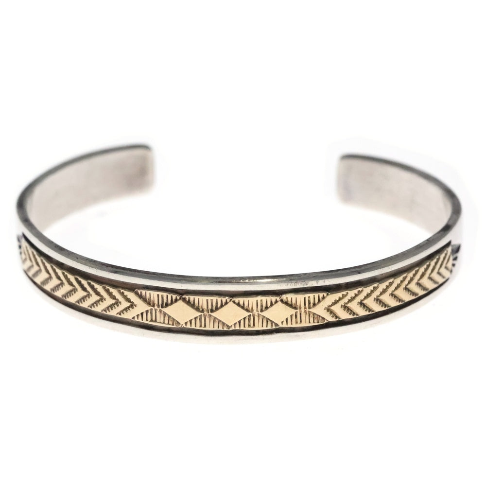 Bruce Morgan(ブルースモーガン) 14K ナバホ族 バングル スタンプワーク ブレスレット インディアンジュエリー シルバー