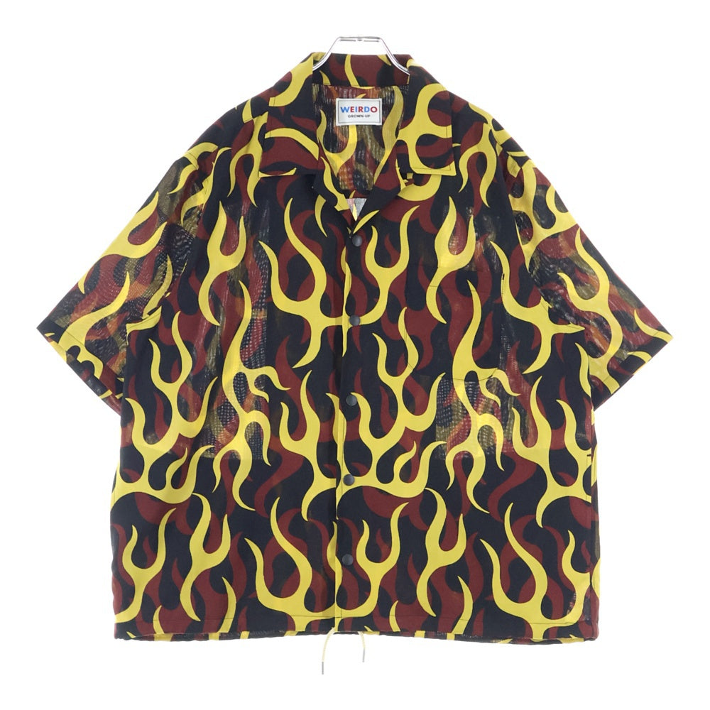 weirdo(ウィアード) PSYCHO FLAMES COACHES SHIRTS サイコフレイム コーチシャツ ブラック WRD-23-SS-11