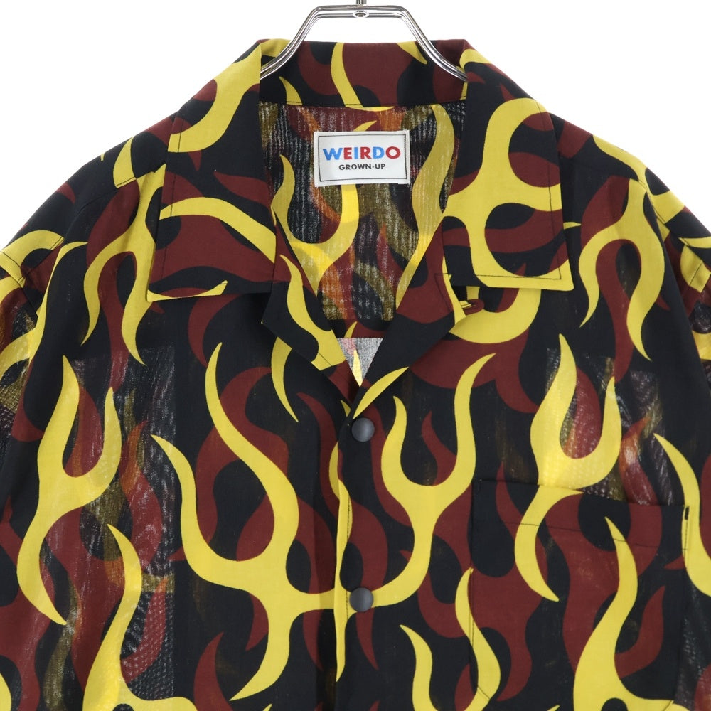 weirdo(ウィアード) PSYCHO FLAMES COACHES SHIRTS サイコフレイム コーチシャツ ブラック WRD-23-SS-11