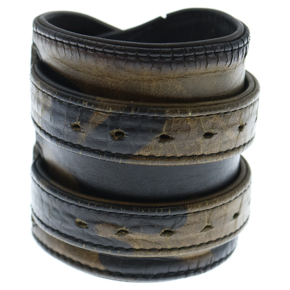 CHROME HEARTS(クロムハーツ) DOUBLE RR ダブルロックンロール カモフラ レザーブレスレット ガンスリンガー カーキ