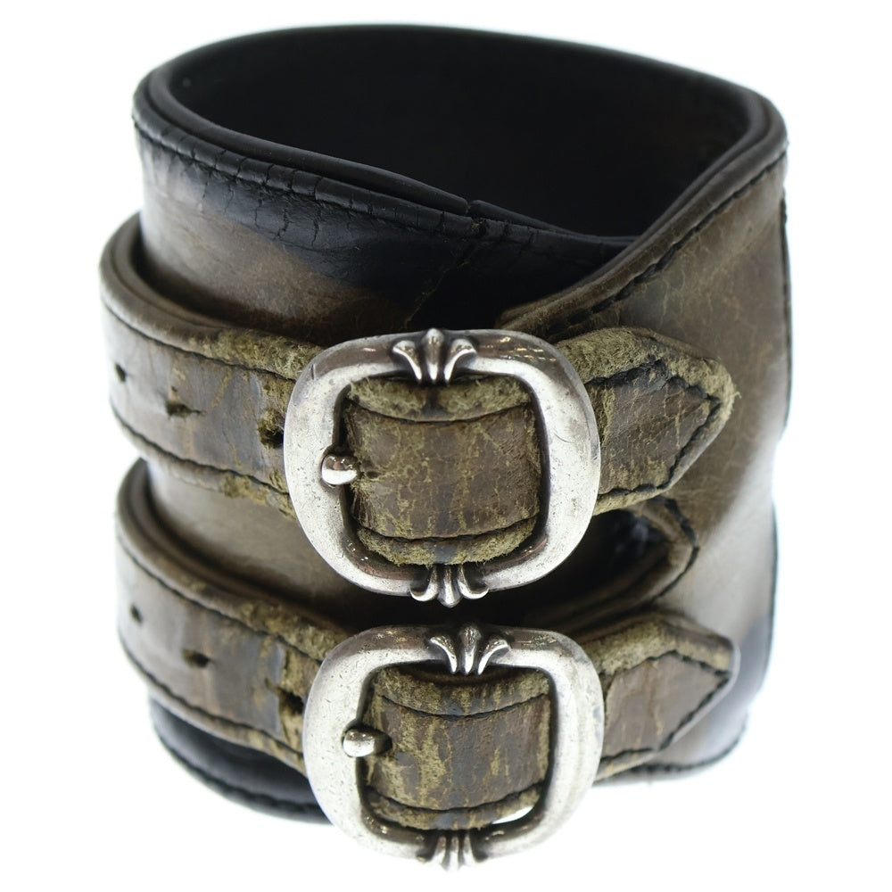 CHROME HEARTS(クロムハーツ) DOUBLE RR ダブルロックンロール カモフラ レザーブレスレット ガンスリンガー カーキ