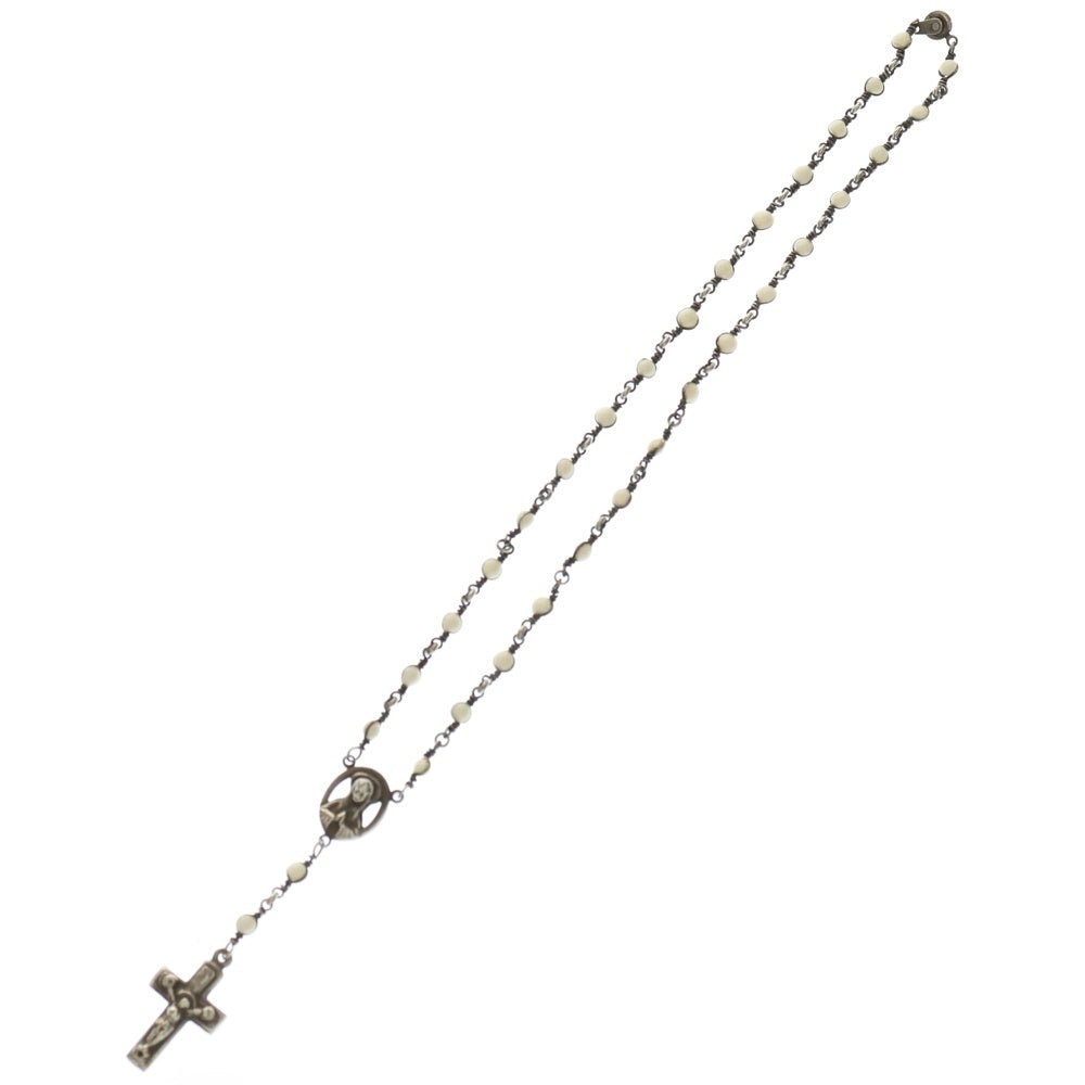 NO BRAND(ノーブランド) VISCERAL Melt Glass Rosario Necklace ヴィセラル ロザリオチェーンネックレス ホワイト