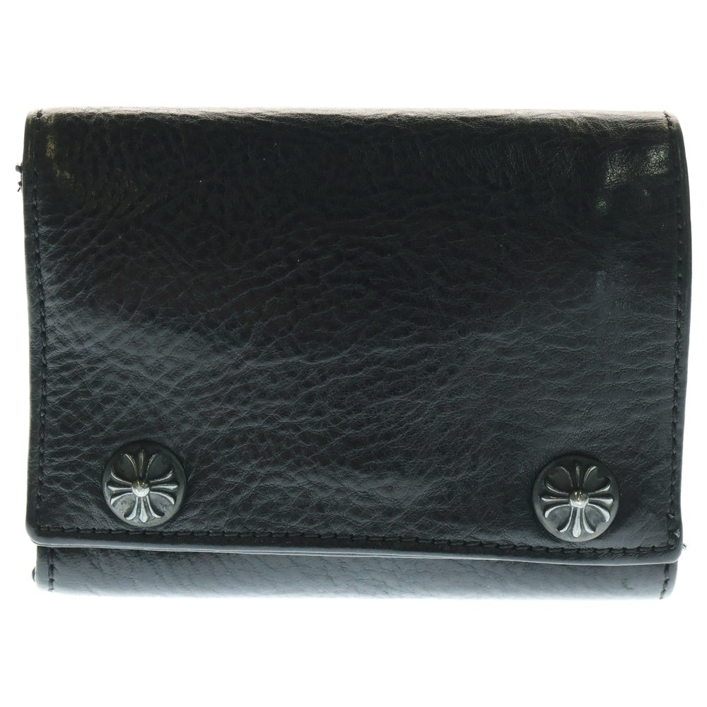 CHROME HEARTS(クロムハーツ) 3FOLD 3フォールド クロスボールボタン レザーウォレット 財布 ブラック BCA364