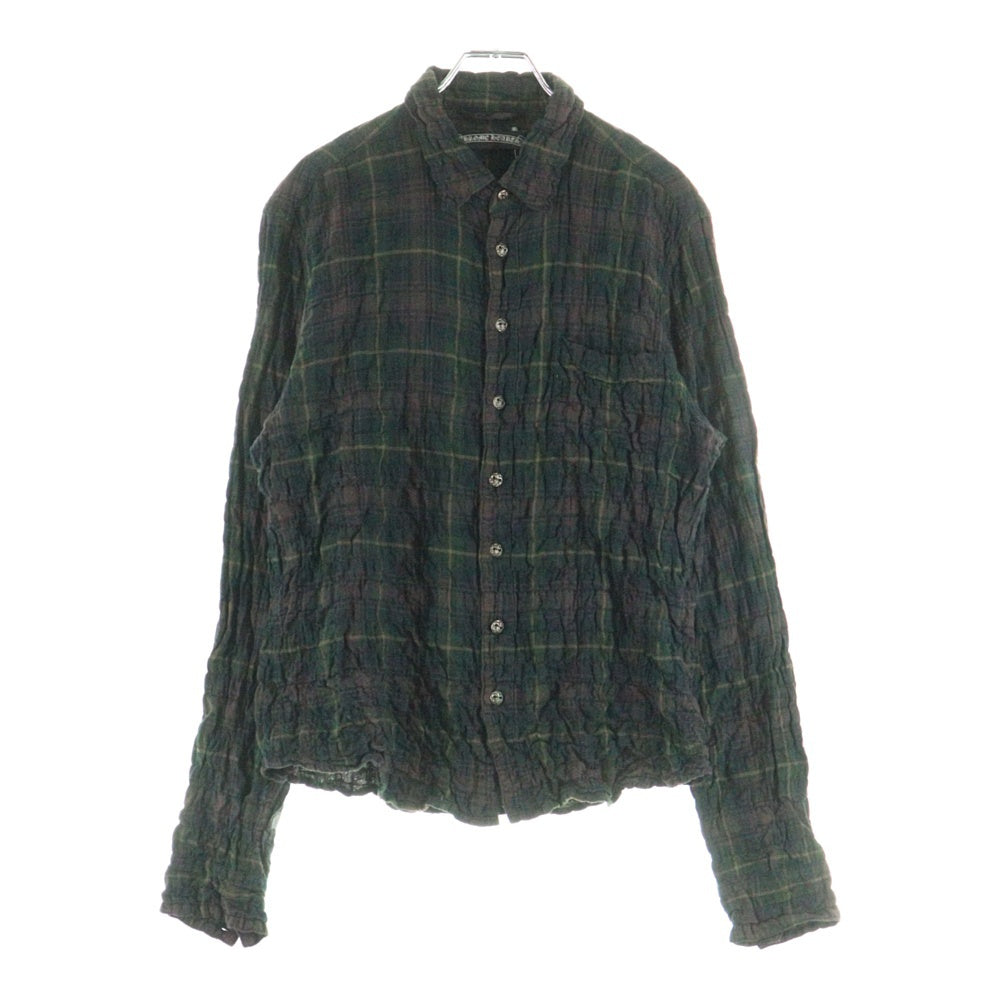 CHROME HEARTS(クロムハーツ) BSフレアボタン フレアパッチ 長袖チェックシャツ ブラウン/グリーン