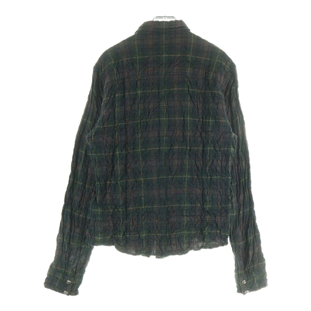 CHROME HEARTS(クロムハーツ) BSフレアボタン フレアパッチ 長袖チェックシャツ ブラウン/グリーン