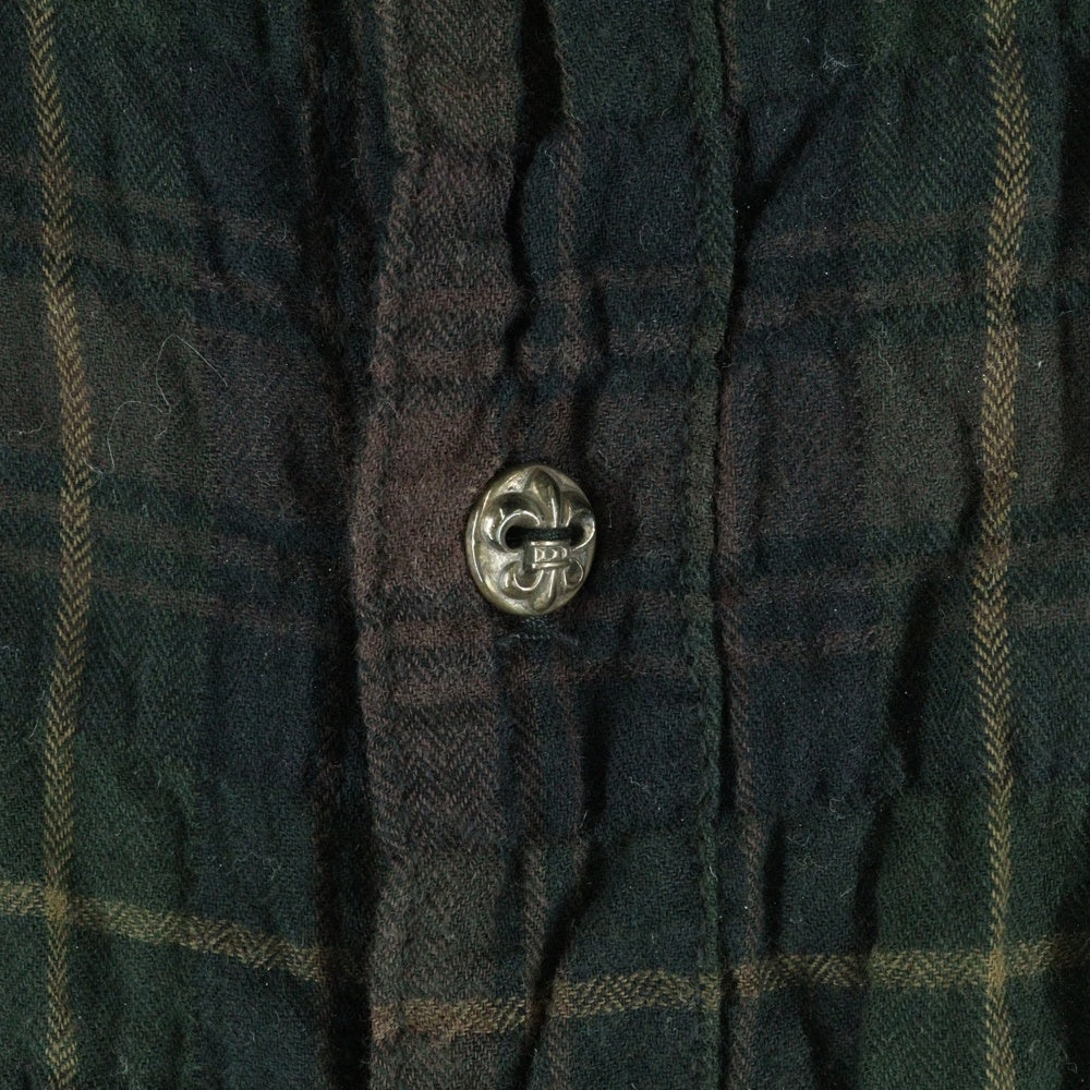 CHROME HEARTS(クロムハーツ) BSフレアボタン フレアパッチ 長袖チェックシャツ ブラウン/グリーン