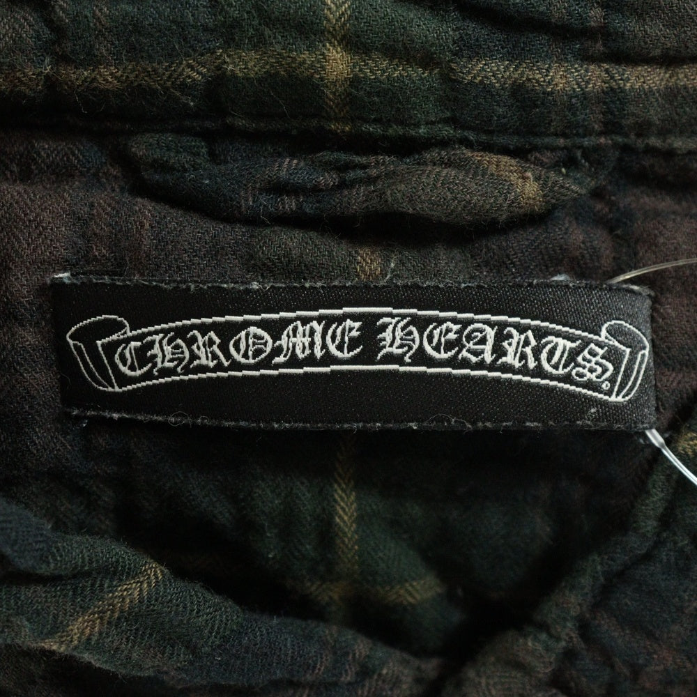CHROME HEARTS(クロムハーツ) BSフレアボタン フレアパッチ 長袖チェックシャツ ブラウン/グリーン