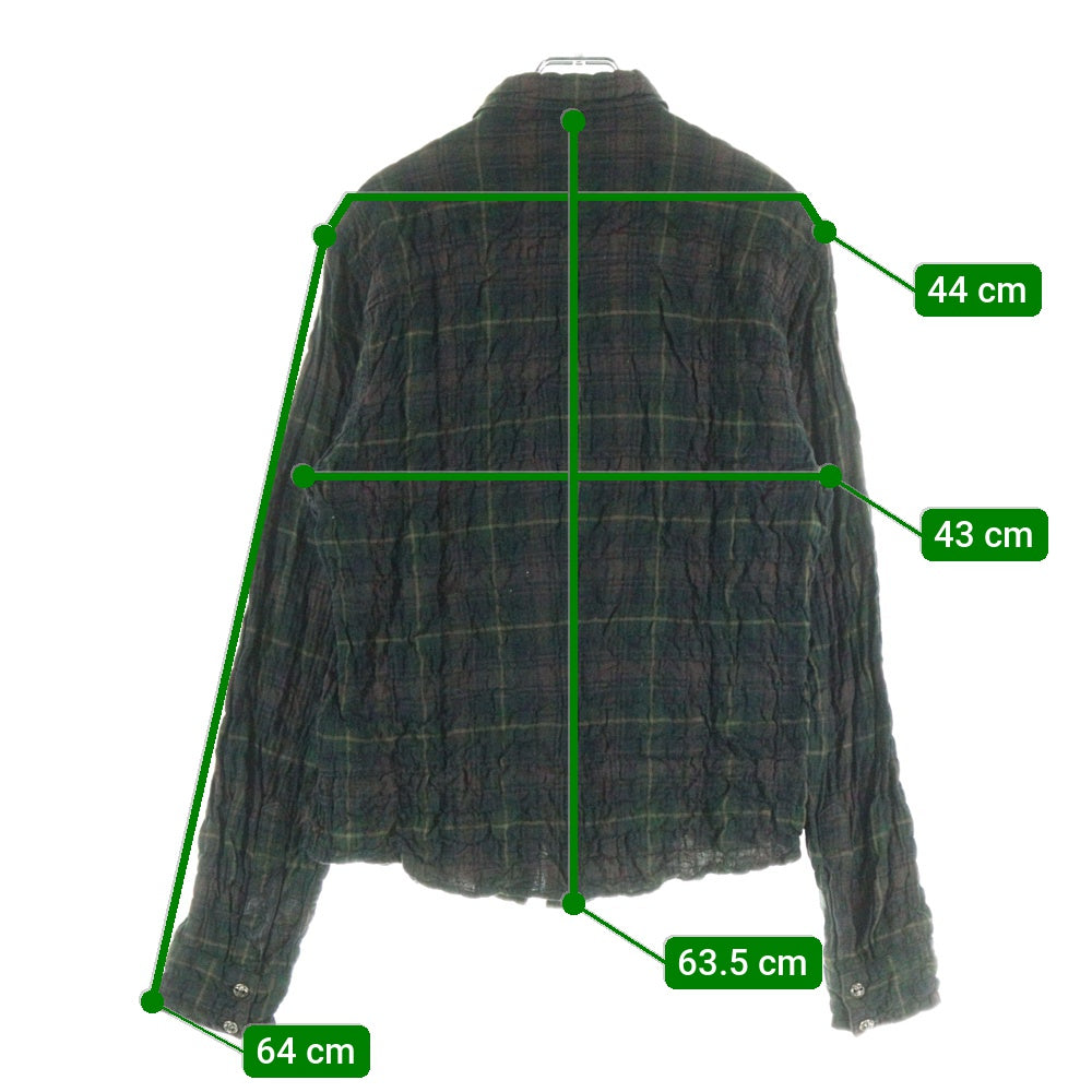 CHROME HEARTS(クロムハーツ) BSフレアボタン フレアパッチ 長袖チェックシャツ ブラウン/グリーン