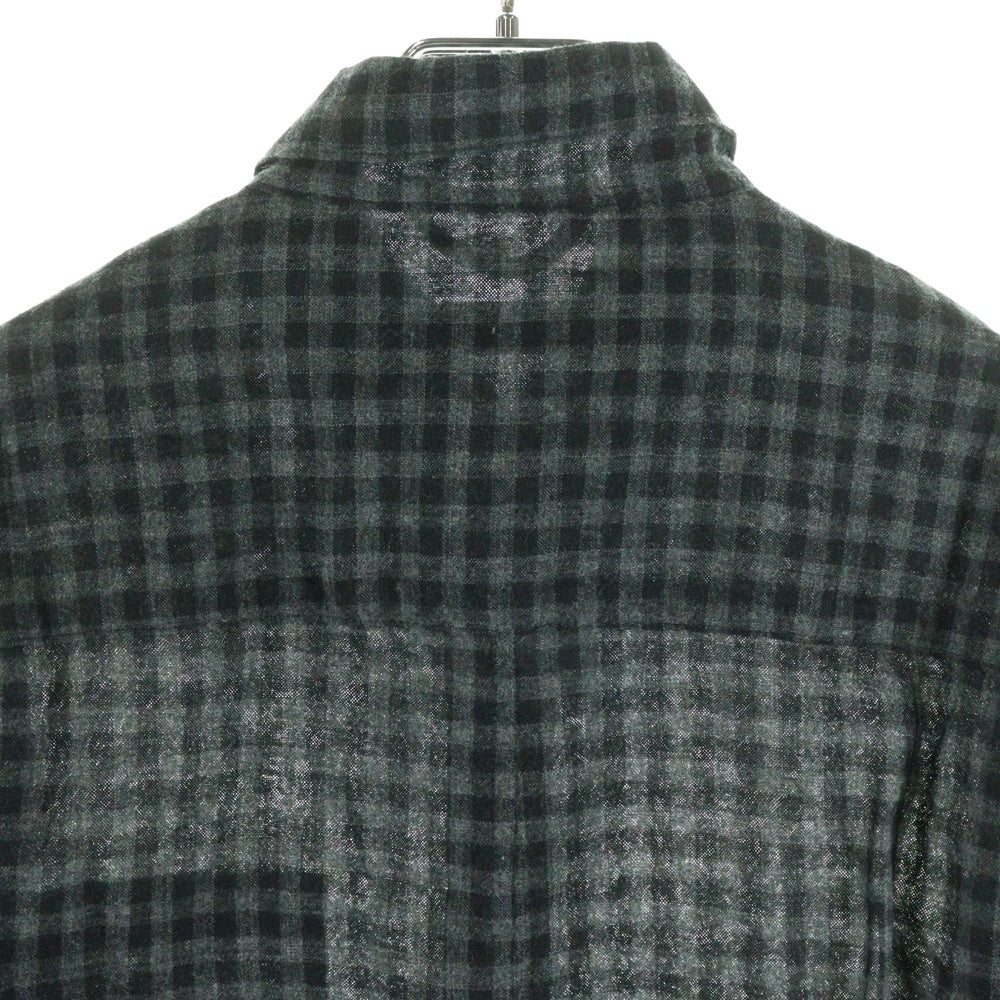 CHROME HEARTS(クロムハーツ) フローラルボールボタン クロスパッチ ウールギンガムチェック 長袖シャツ グレー