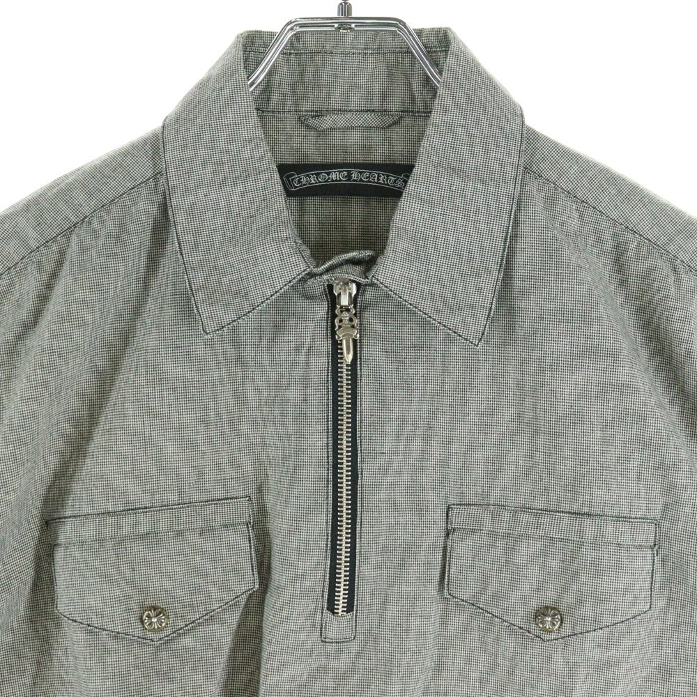 CHROME HEARTS(クロムハーツ) マイクロハンドトゥース ダガーハーフジップ 半袖シャツ グレー