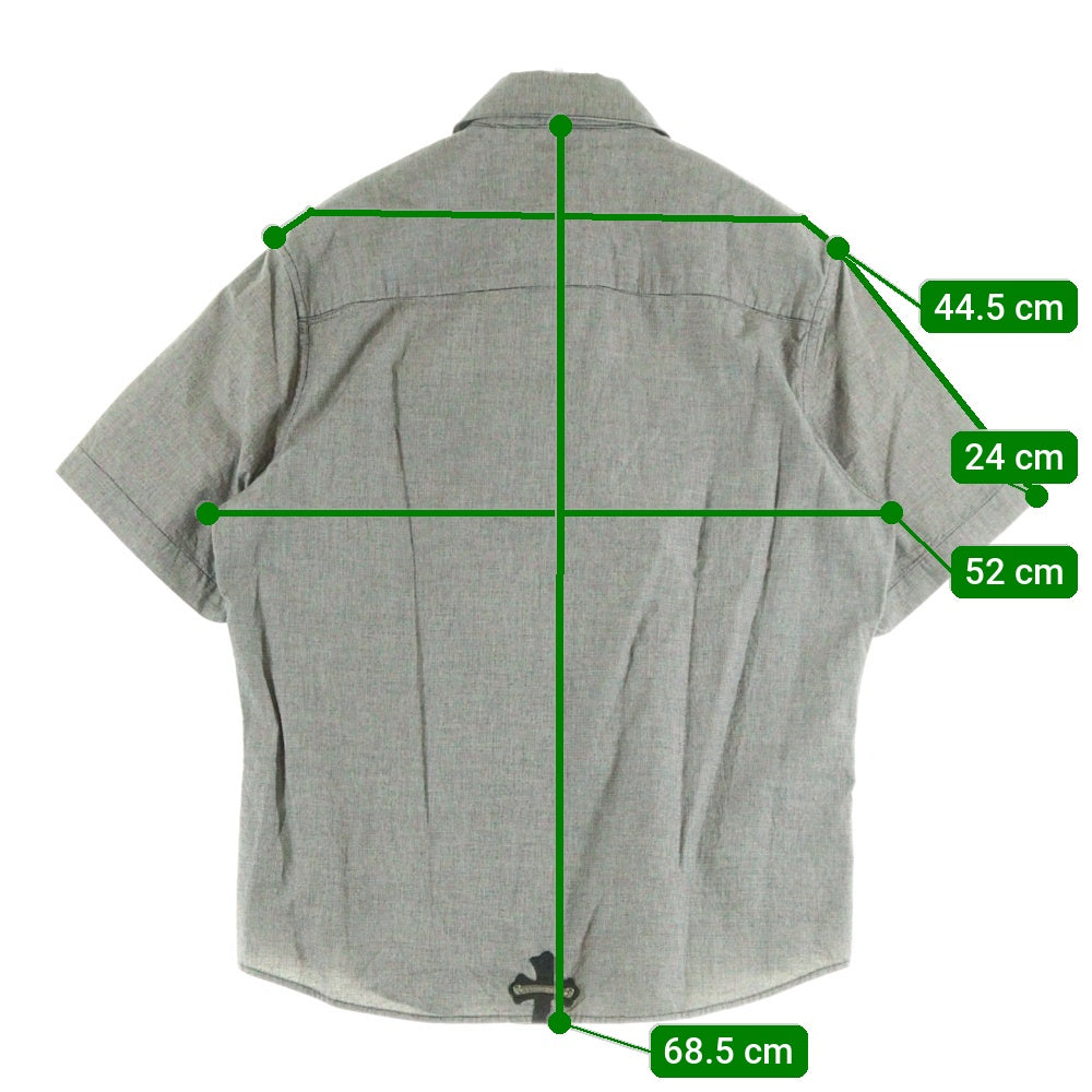 CHROME HEARTS(クロムハーツ) マイクロハンドトゥース ダガーハーフジップ 半袖シャツ グレー