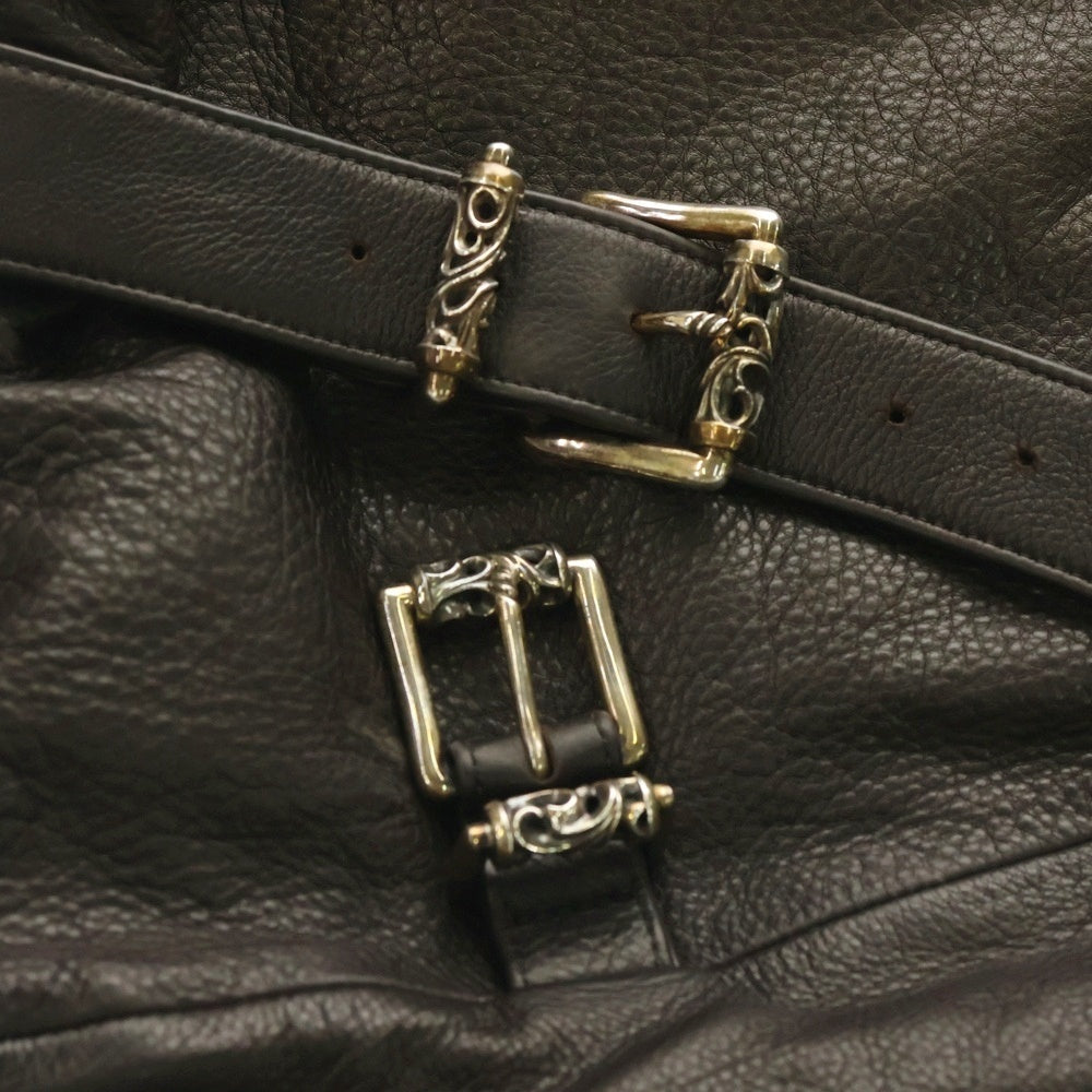 CHROME HEARTS(クロムハーツ) G BENSIMONE ミディアム ローラーバックル レザー ショルダーバッグ ブラウン