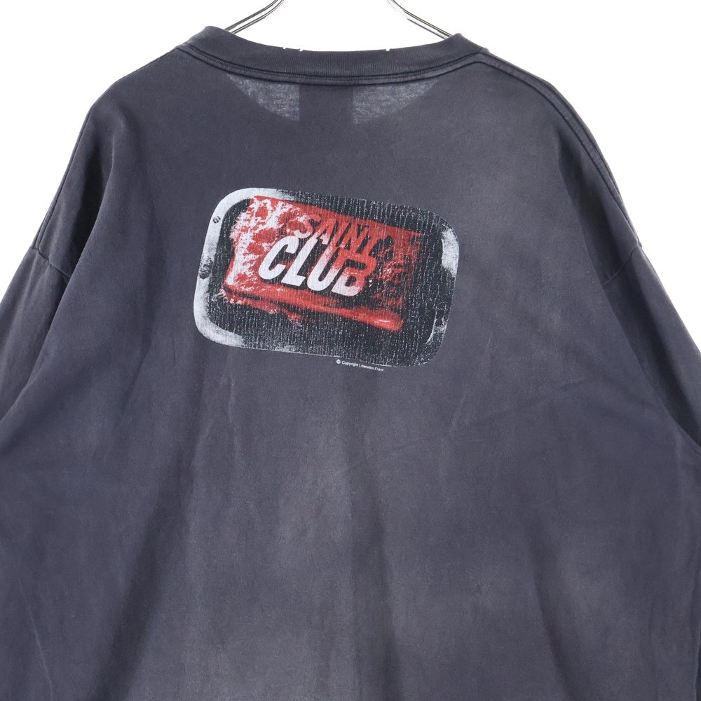 SAINT MICHAEL(セントマイケル) 24SS SAINT CLUB L/S Tee プリント 長袖Tシャツ ロンT チャコールグレー SM-YS8-0000-016