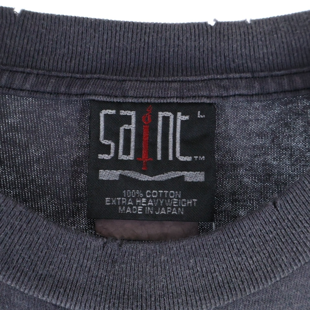 SAINT MICHAEL(セントマイケル) 24SS SAINT CLUB L/S Tee プリント 長袖Tシャツ ロンT チャコールグレー SM-YS8-0000-016