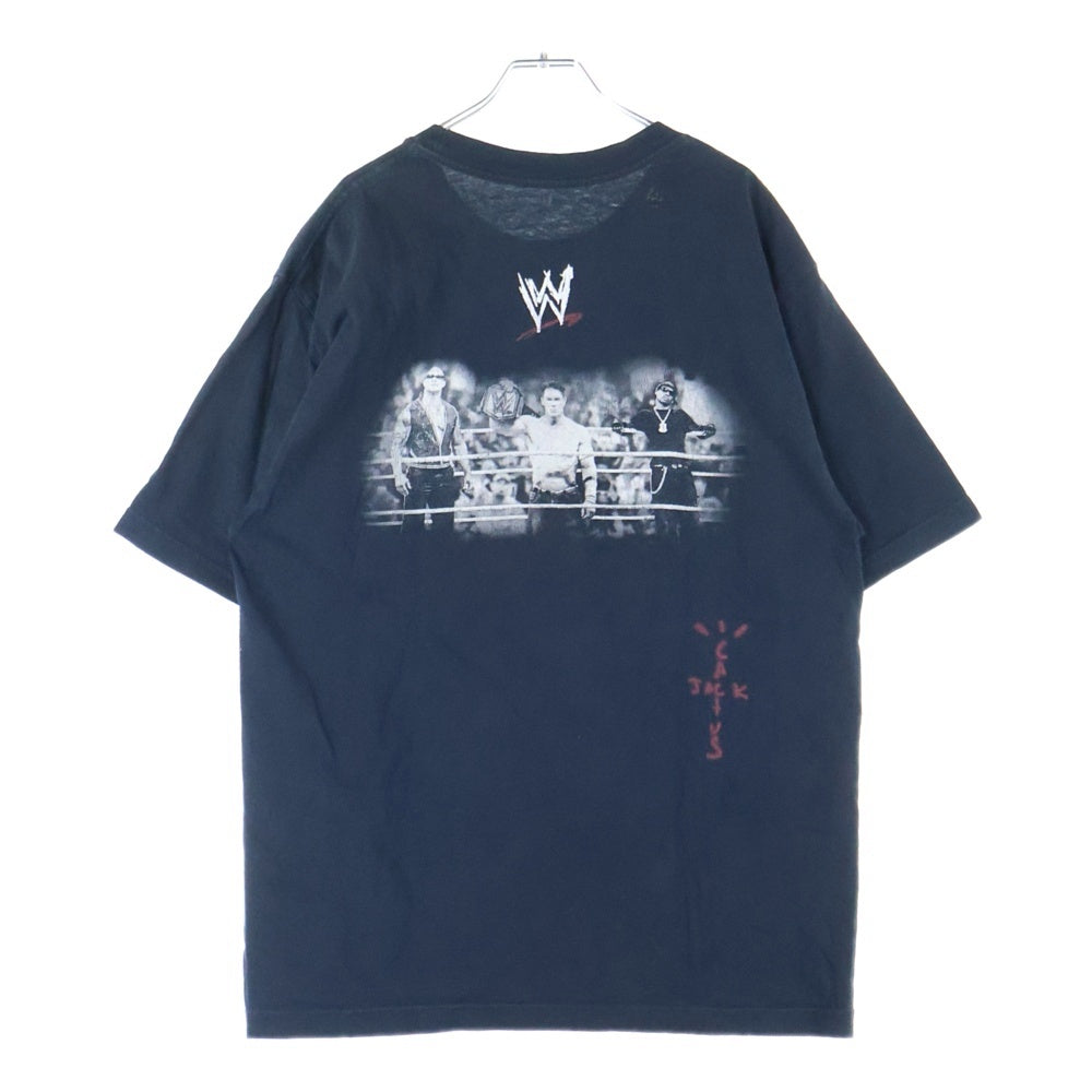 Cactus Jack(カクタスジャック) ×WWE Wrestling Is Real Tee ロゴプリント半袖Tシャツ ブラック