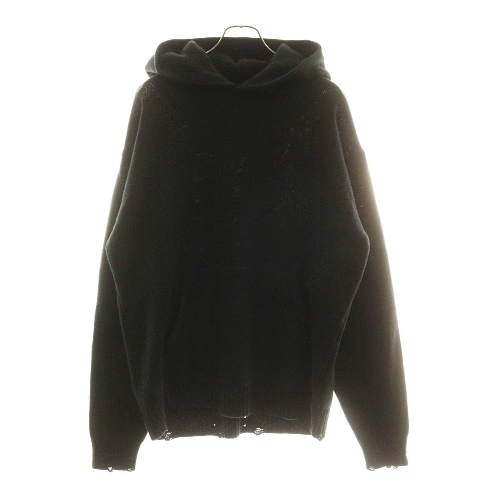 NIKE(ナイキ) JORDAN BRAND M J AMM HOODIE SWEATER フロントロゴ刺繍 ウール ニット プルオーバーパーカー ブラック FN0611-010