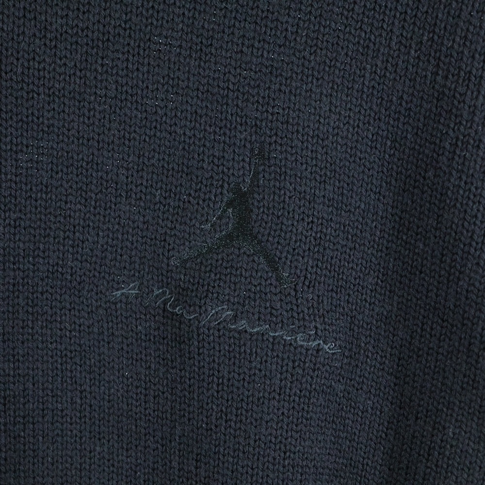 NIKE(ナイキ) JORDAN BRAND M J AMM HOODIE SWEATER フロントロゴ刺繍 ウール ニット プルオーバーパーカー ブラック FN0611-010
