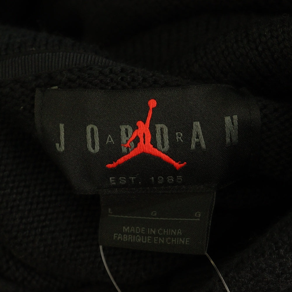 NIKE(ナイキ) JORDAN BRAND M J AMM HOODIE SWEATER フロントロゴ刺繍 ウール ニット プルオーバーパーカー ブラック FN0611-010