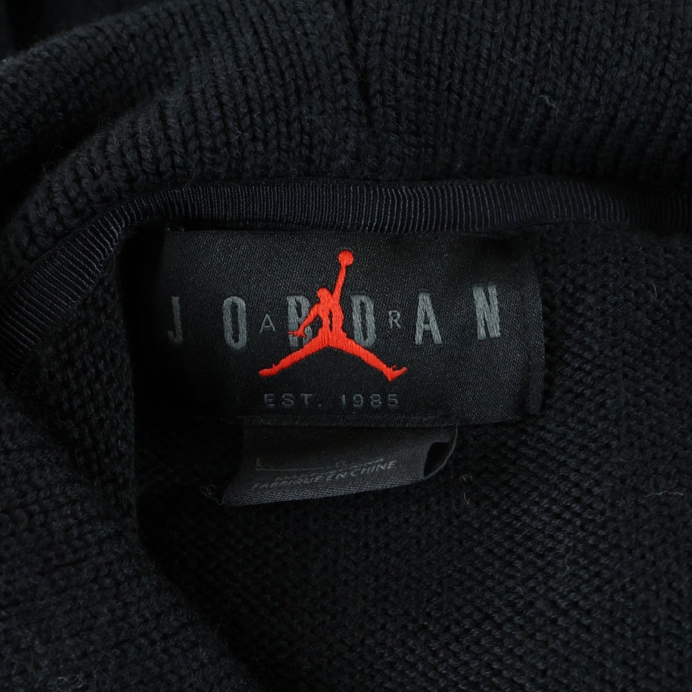 NIKE(ナイキ) JORDAN BRAND M J AMM HOODIE SWEATER フロントロゴ刺繍 ウール ニット プルオーバーパーカー ブラック FN0611-010