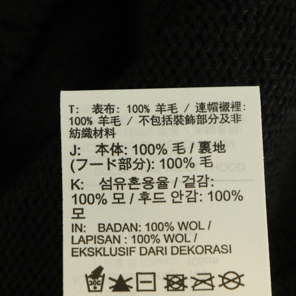 NIKE(ナイキ) JORDAN BRAND M J AMM HOODIE SWEATER フロントロゴ刺繍 ウール ニット プルオーバーパーカー ブラック FN0611-010