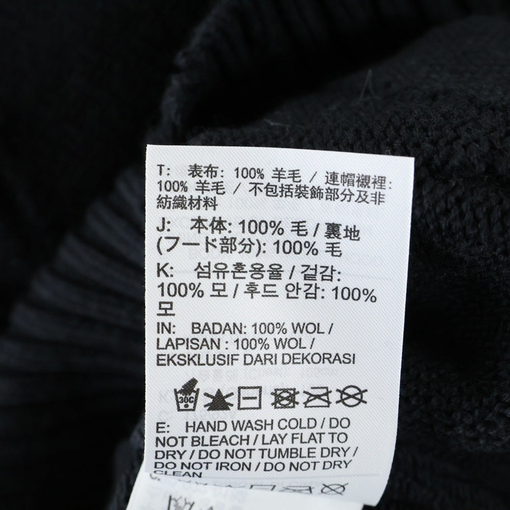 NIKE(ナイキ) JORDAN BRAND M J AMM HOODIE SWEATER フロントロゴ刺繍 ウール ニット プルオーバーパーカー ブラック FN0611-010
