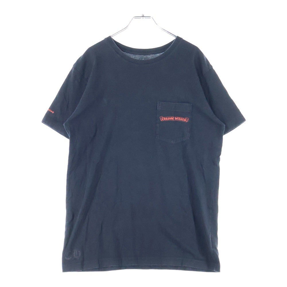 CHROME HEARTS(クロムハーツ) CH T-SHRT スクロールラベル ロゴ バックプリント 半袖Tシャツ ブラック/レッド
