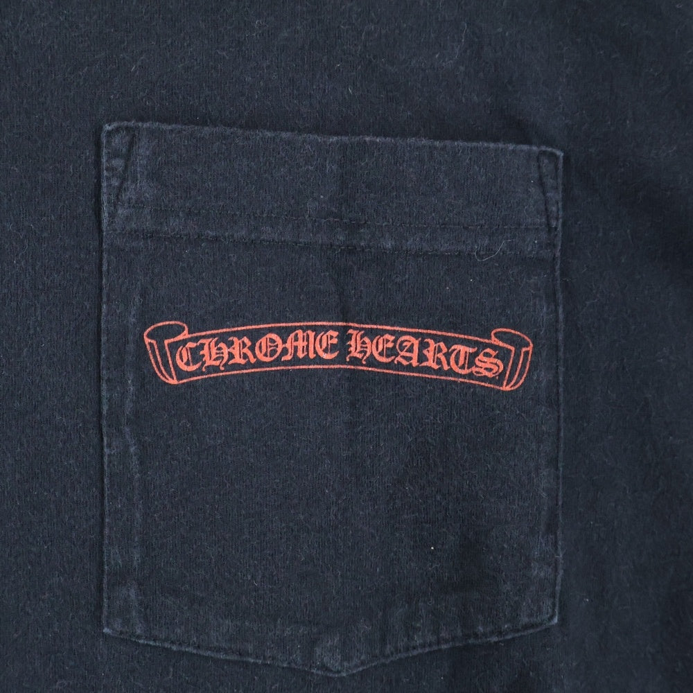 CHROME HEARTS(クロムハーツ) CH T-SHRT スクロールラベル ロゴ バックプリント 半袖Tシャツ ブラック/レッド