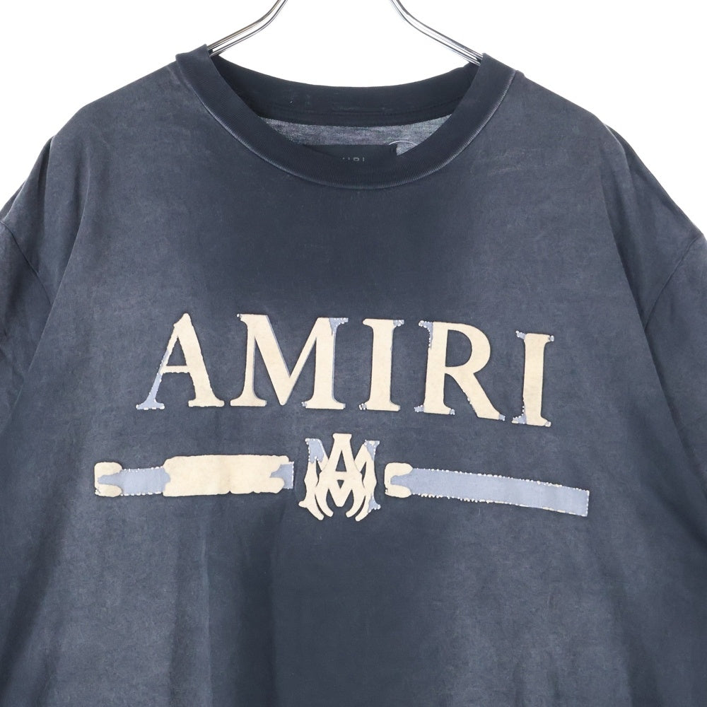 AMIRI(アミリ) ヴィンテージ加工 フロッキーロゴプリント 半袖Tシャツ ブラック