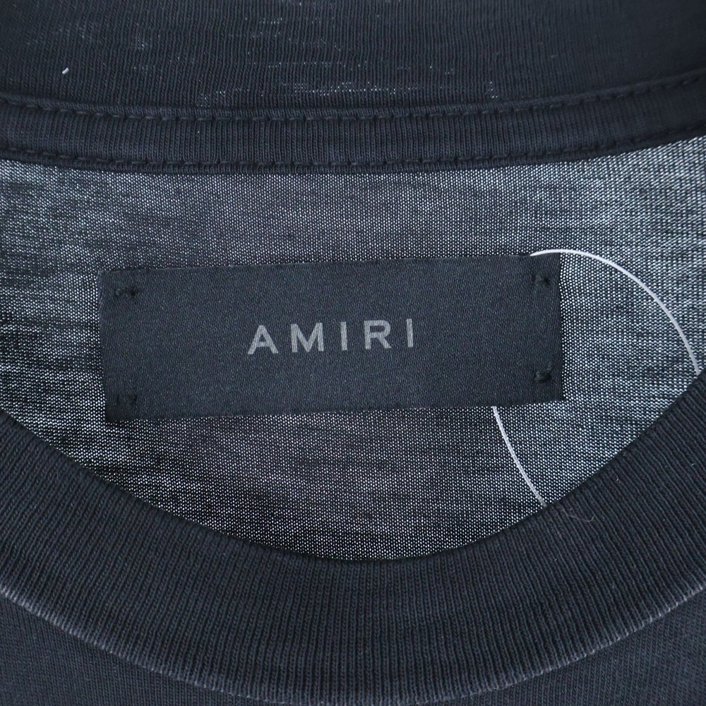 AMIRI(アミリ) ヴィンテージ加工 フロッキーロゴプリント 半袖Tシャツ ブラック