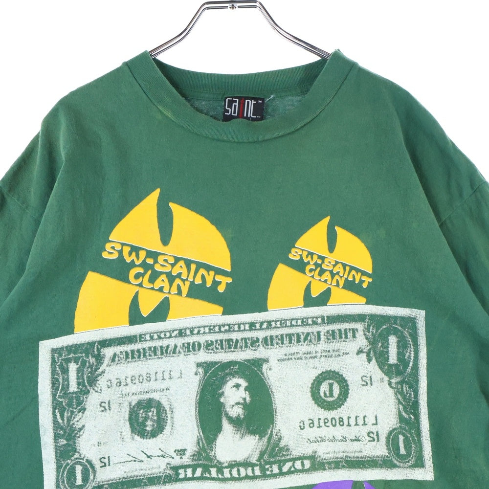 SAINT MICHAEL(セントマイケル) 24SS TEE SAINT CLAN セイント クラン クルーネック カットソー 半袖Tシャツ グリーン SM-YS8-0000-C16