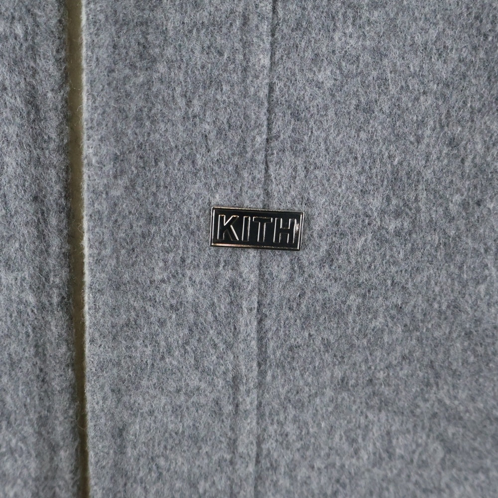 KITH(キス) ノーカラー ウール ロングコート グレー KH1086