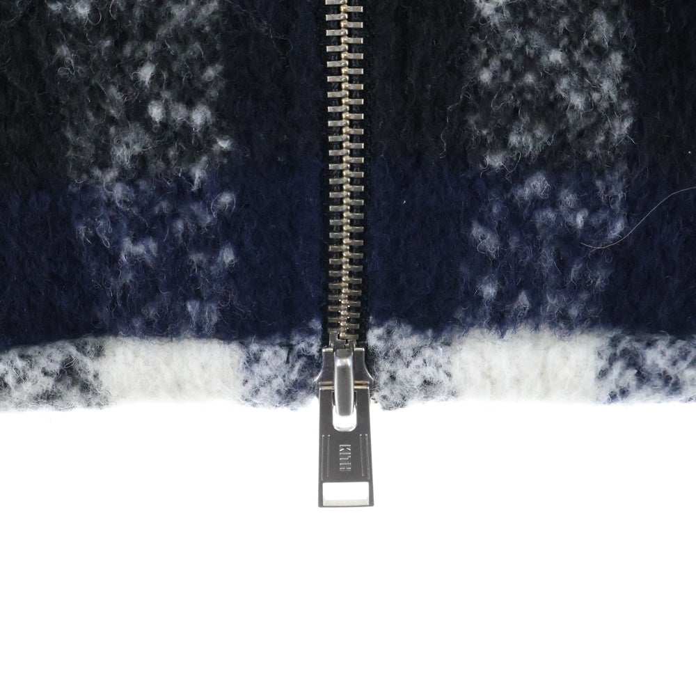 KITH(キス) ジップアップ フーデッド チェック ボアジャケット ブラック/ホワイト KH2141