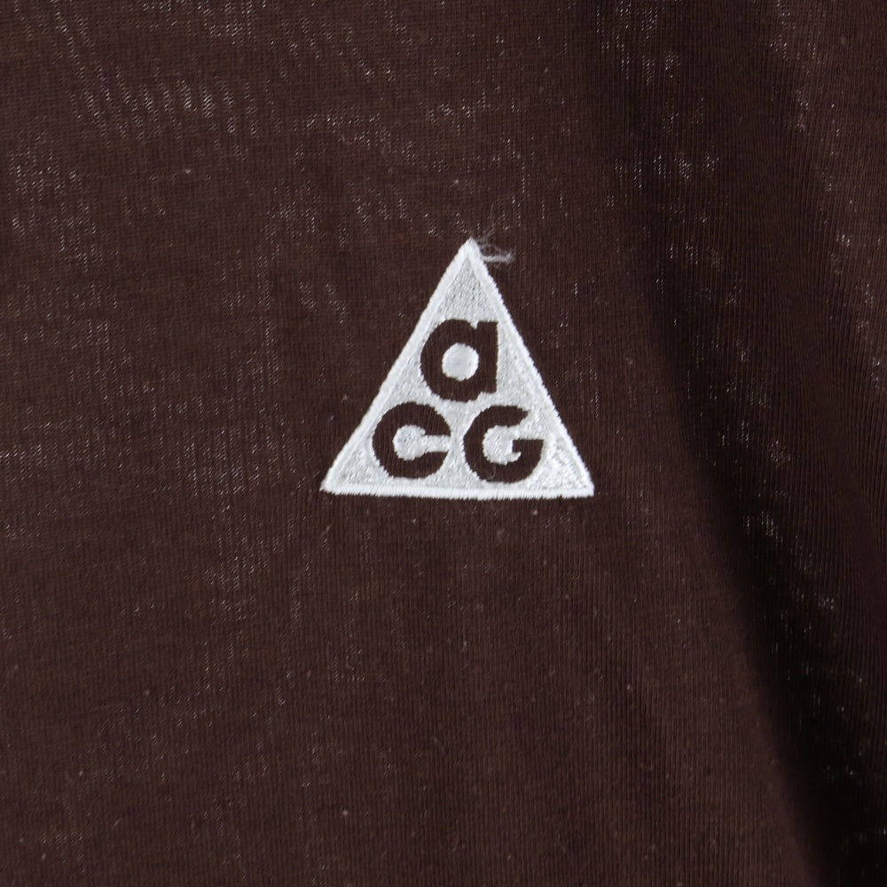 NIKE ACG(ナイキエーシージー) DFADV GOAT ROCKS S/S TOP ロゴ刺繍 クルーネック 半袖Tシャツカットソー ブラウン DX7883-227