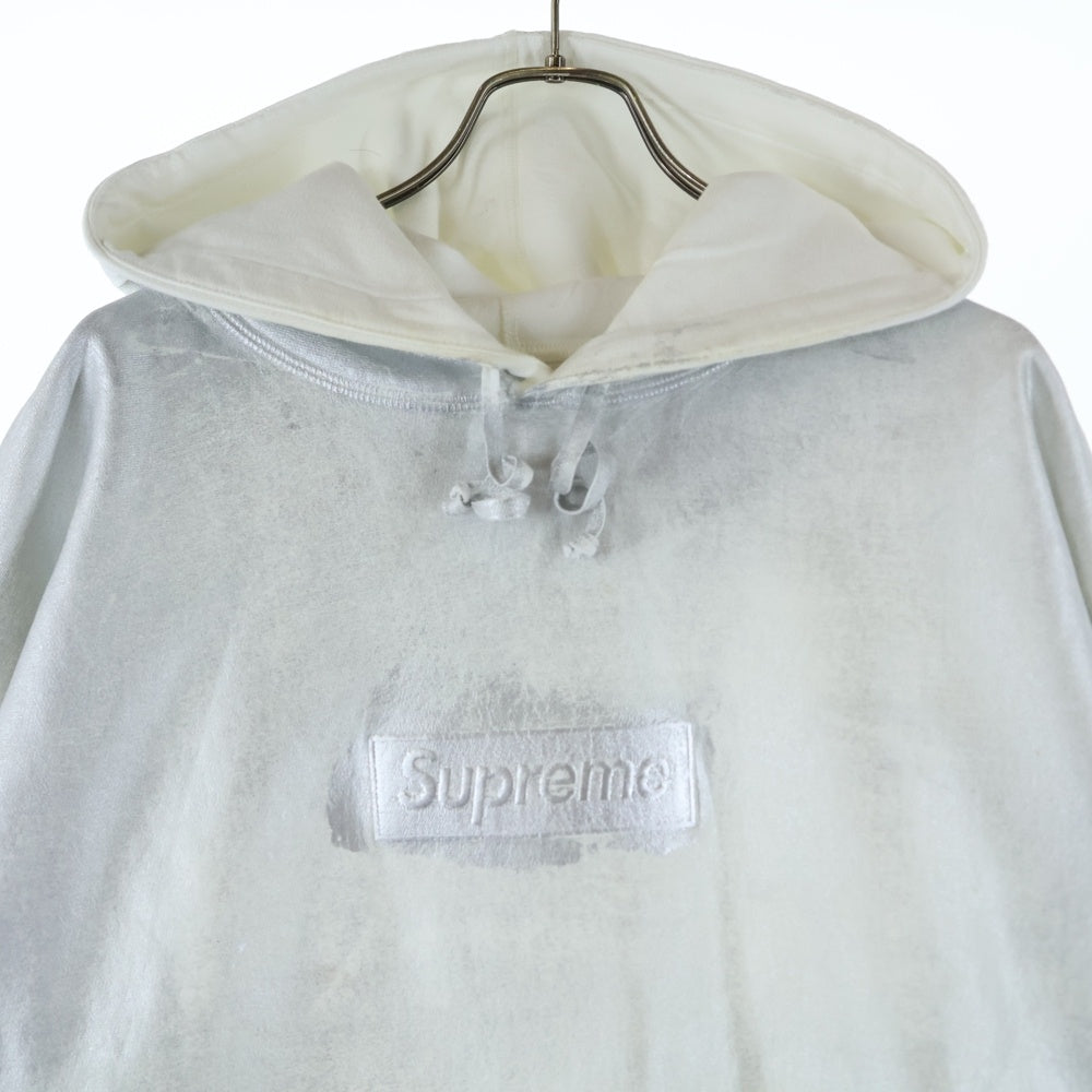 SUPREME(シュプリーム) 24SS ×MM6 Maison Margiela Foil Box Logo Hooded Sweatshirt メゾンマルジェラ ボックスロゴ スウェットプルオーバーパーカー シルバー