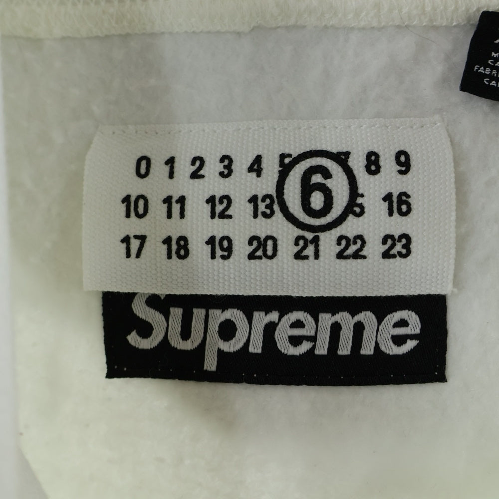 SUPREME(シュプリーム) 24SS ×MM6 Maison Margiela Foil Box Logo Hooded Sweatshirt メゾンマルジェラ ボックスロゴ スウェットプルオーバーパーカー シルバー